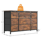 Comodino con 10 cassetti e supporto TV – Grigio scuro / Rosa / Nero / Marrone / Salice nero