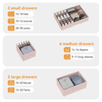 Comodino con 10 cassetti e supporto TV – Grigio scuro / Rosa / Nero / Marrone / Salice nero