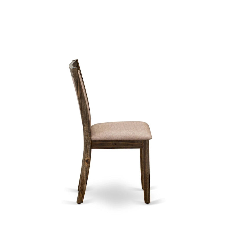 Set da pranzo rettangolare – Piano in cemento, color Jacobean invecchiato, sedie color cachi scuro, 5/6/7/9 pezzi