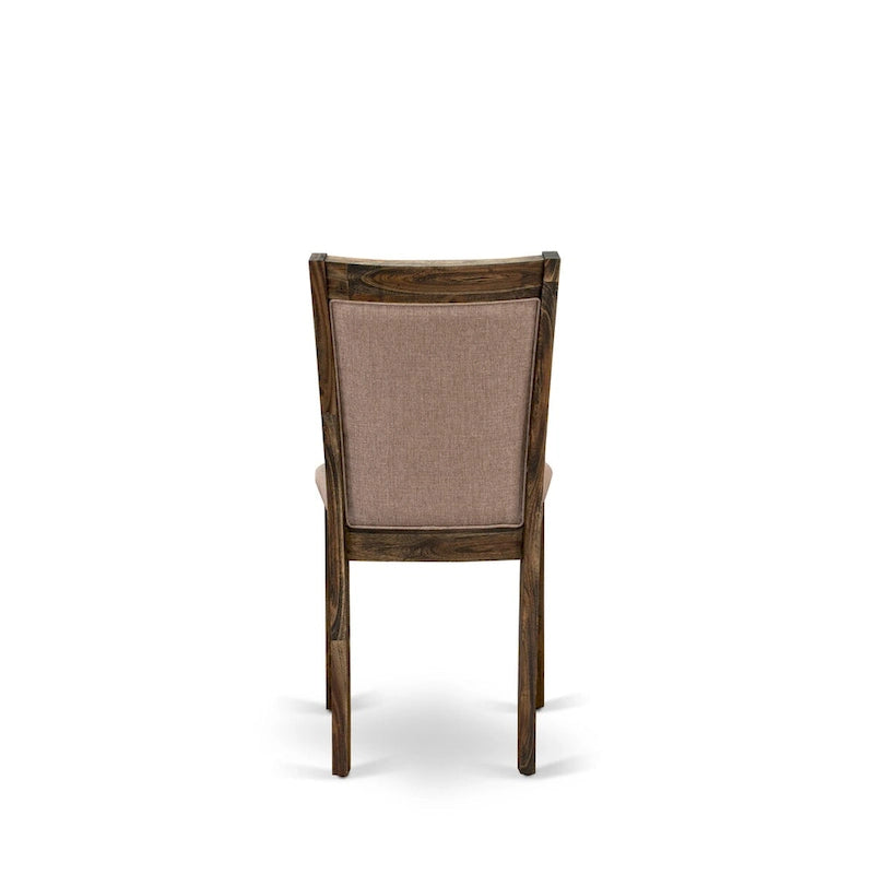 Set da pranzo rettangolare – Piano in cemento, color Jacobean invecchiato, sedie color cachi scuro, 5/6/7/9 pezzi