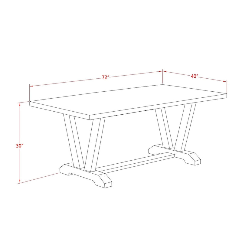 Set da pranzo rettangolare – Piano in cemento, color Jacobean invecchiato, sedie color cachi scuro, 5/6/7/9 pezzi