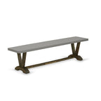 Set da pranzo rettangolare – Piano in cemento, color Jacobean invecchiato, sedie color cachi scuro, 5/6/7/9 pezzi