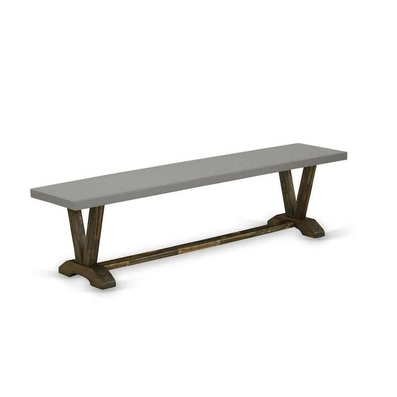 Set da pranzo rettangolare – Piano in cemento, color Jacobean invecchiato, sedie color cachi scuro, 5/6/7/9 pezzi