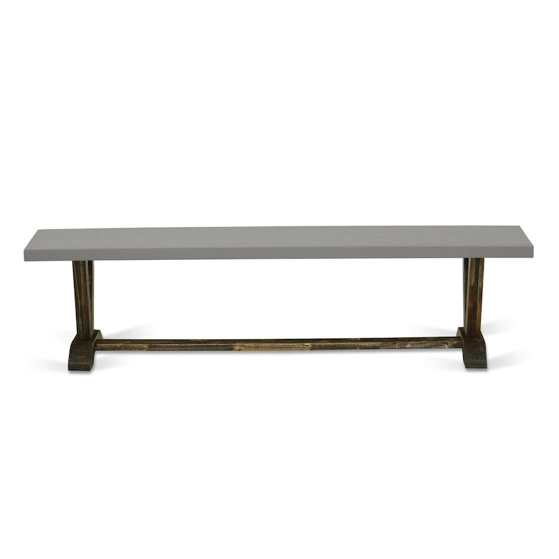 Set da pranzo rettangolare – Piano in cemento, color Jacobean invecchiato, sedie color cachi scuro, 5/6/7/9 pezzi