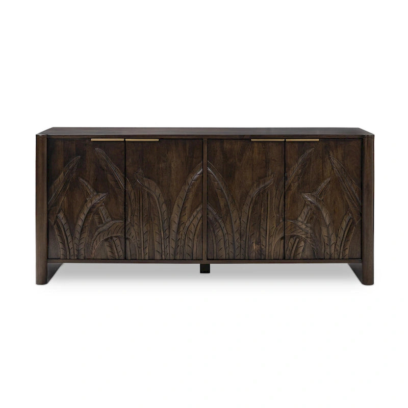 Credenza 4 ante White Wash, Legno massello di mango