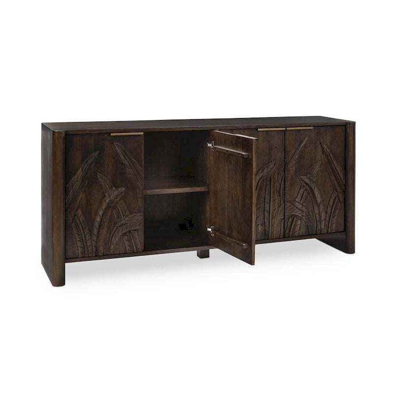 Credenza 4 ante White Wash, Legno massello di mango