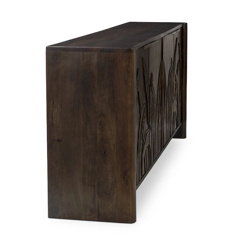 Credenza 4 ante White Wash, Legno massello di mango