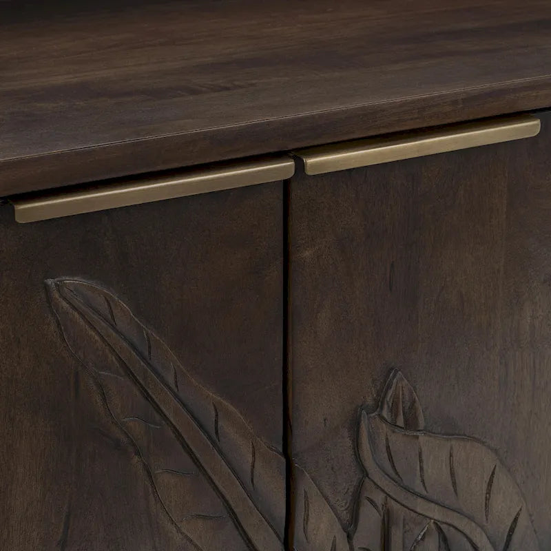 Credenza 4 ante White Wash, Legno massello di mango
