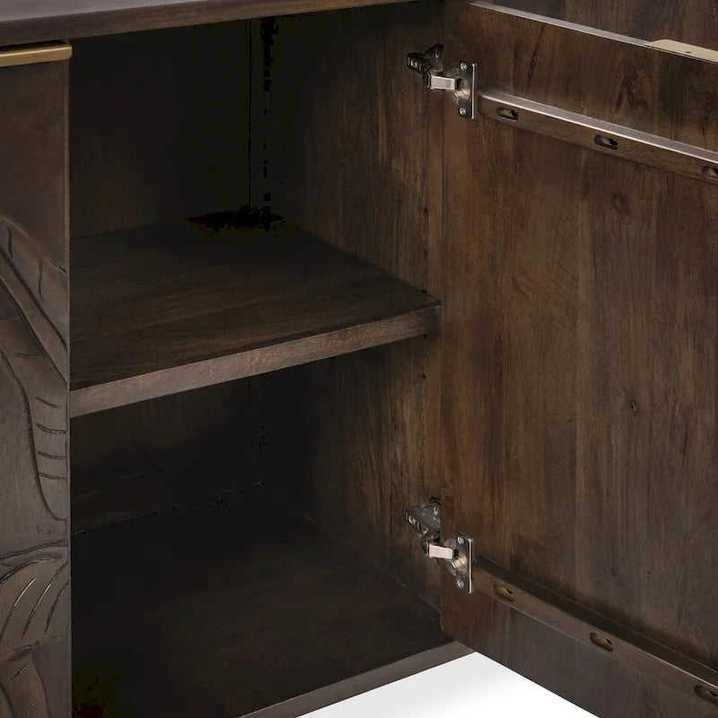 Credenza 4 ante White Wash, Legno massello di mango