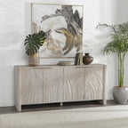 Credenza 4 ante White Wash, Legno massello di mango