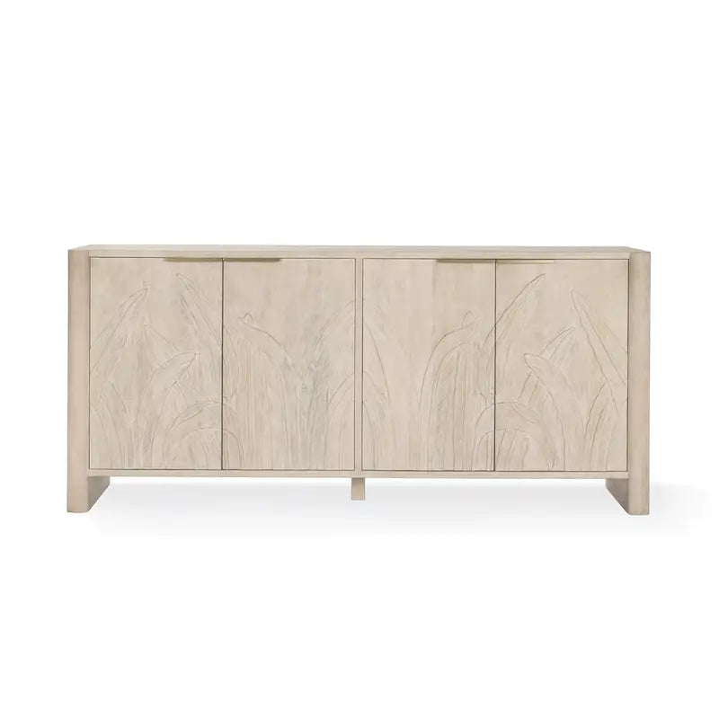 Credenza 4 ante White Wash, Legno massello di mango