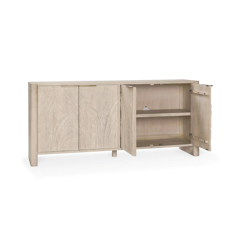 Credenza 4 ante White Wash, Legno massello di mango