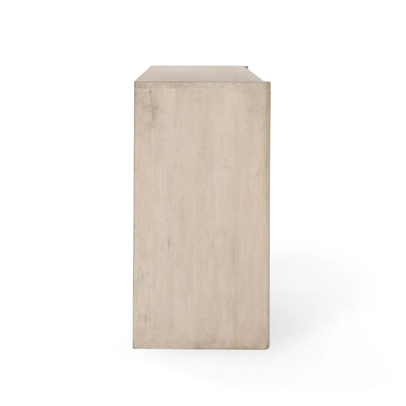 Credenza 4 ante White Wash, Legno massello di mango