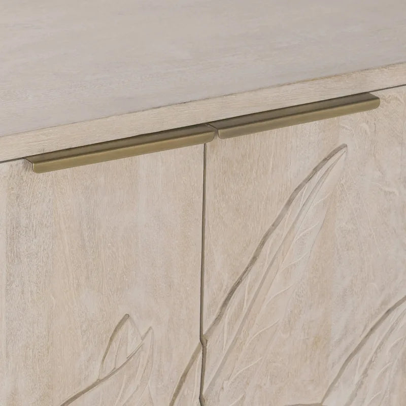 Credenza 4 ante White Wash, Legno massello di mango