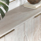 Credenza 4 ante White Wash, Legno massello di mango