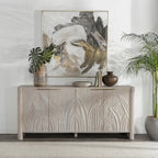 Credenza 4 ante White Wash, Legno massello di mango