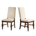 Sedia da pranzo imbottita con borchie, Beige/Marrone/Grigio scuro/Grigio, Set da 2