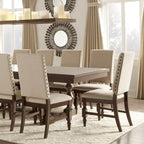Sedia da pranzo imbottita con borchie, Beige/Marrone/Grigio scuro/Grigio, Set da 2