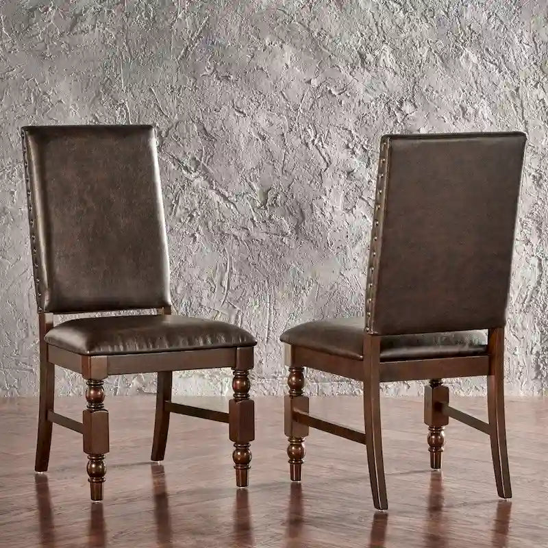 Sedia da pranzo imbottita con borchie, Beige/Marrone/Grigio scuro/Grigio, Set da 2