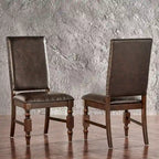 Sedia da pranzo imbottita con borchie, Beige/Marrone/Grigio scuro/Grigio, Set da 2