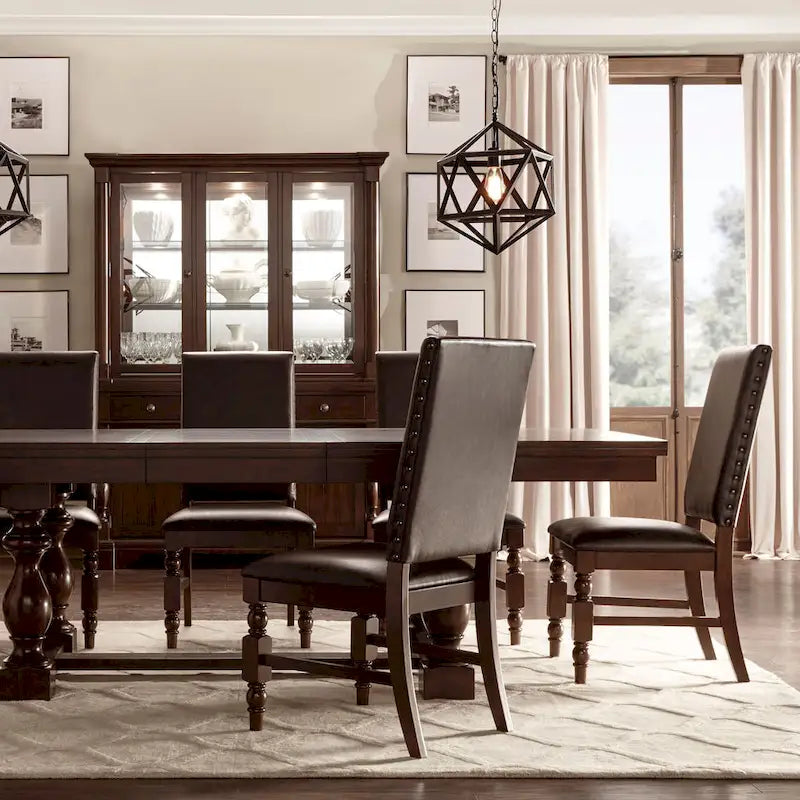 Sedia da pranzo imbottita con borchie, Beige/Marrone/Grigio scuro/Grigio, Set da 2