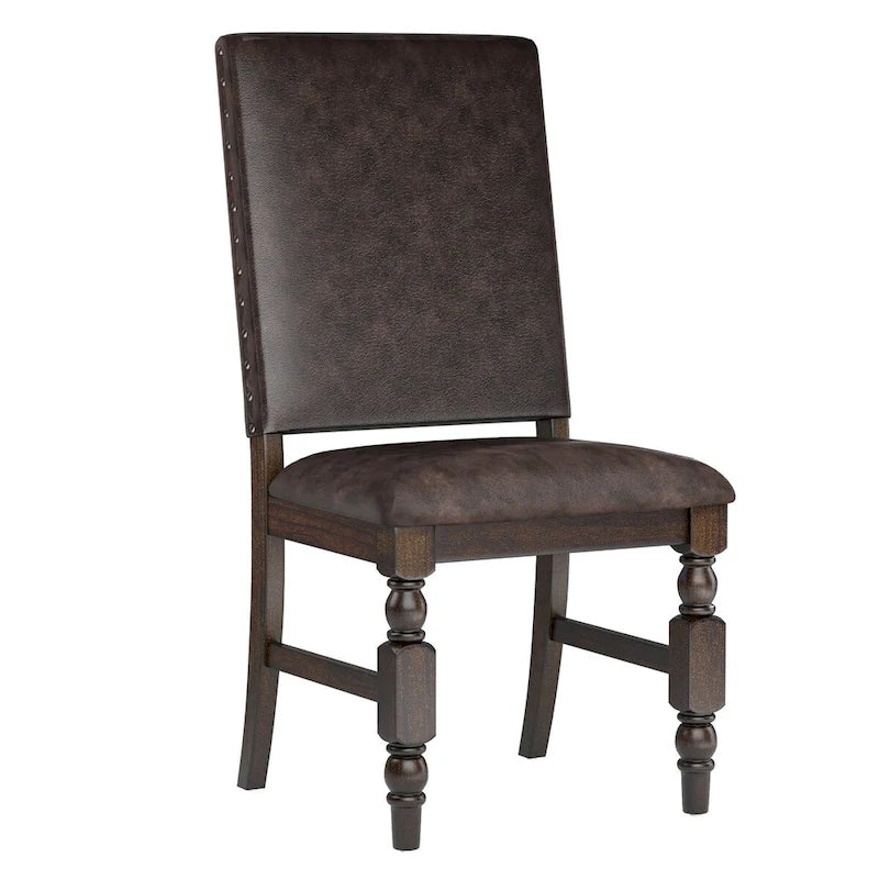 Sedia da pranzo imbottita con borchie, Beige/Marrone/Grigio scuro/Grigio, Set da 2