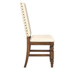 Sedia da pranzo imbottita con borchie, Beige/Marrone/Grigio scuro/Grigio, Set da 2