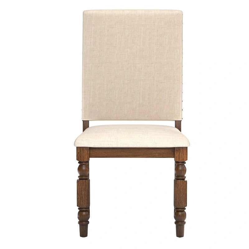Sedia da pranzo imbottita con borchie, Beige/Marrone/Grigio scuro/Grigio, Set da 2