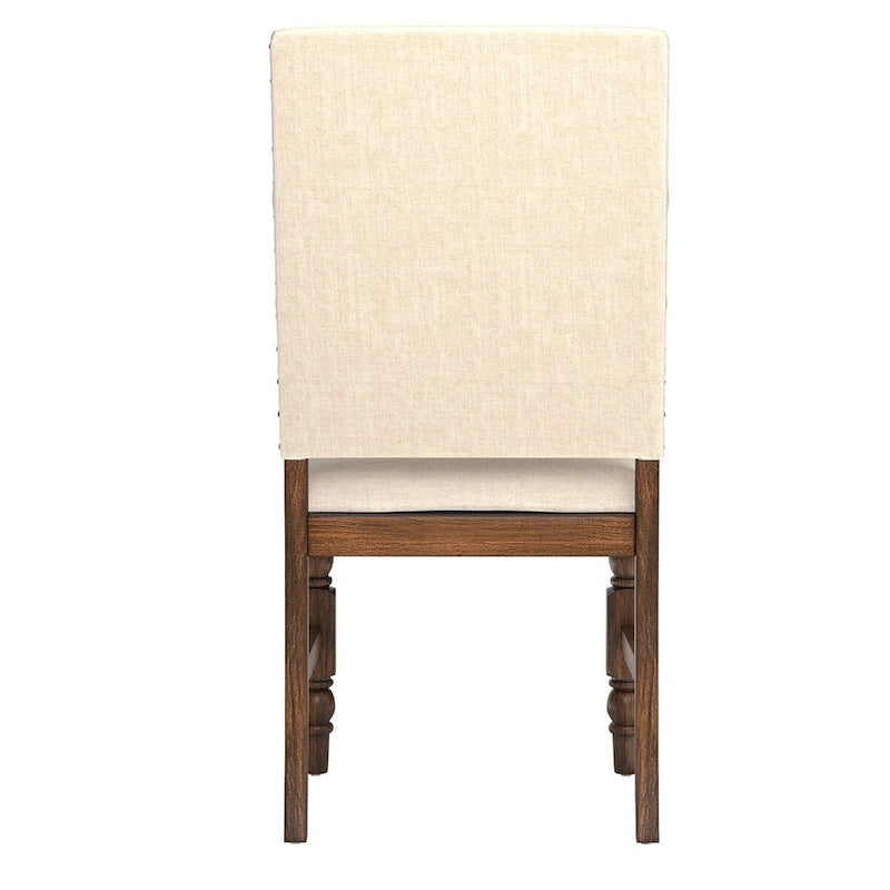 Sedia da pranzo imbottita con borchie, Beige/Marrone/Grigio scuro/Grigio, Set da 2