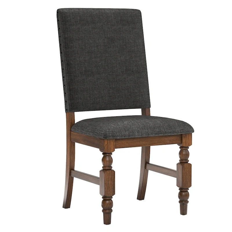 Sedia da pranzo imbottita con borchie, Beige/Marrone/Grigio scuro/Grigio, Set da 2