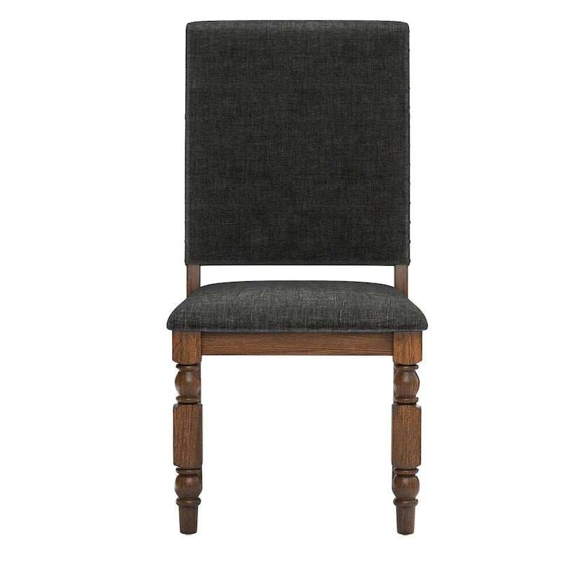 Sedia da pranzo imbottita con borchie, Beige/Marrone/Grigio scuro/Grigio, Set da 2