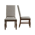 Sedia da pranzo imbottita con borchie, Beige/Marrone/Grigio scuro/Grigio, Set da 2