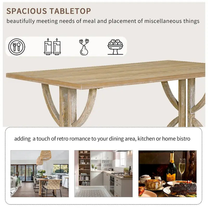 Set da pranzo rettangolare retrò – Noce/Grigio, 6 persone (tavolo + 4 sedie + panca)