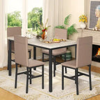 Set da pranzo di metà secolo per 4 persone in marmo bianco/color sabbia – Tavolo e 4 sedie