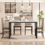 Set da pranzo di metà secolo per 4 persone in marmo bianco/color sabbia – Tavolo e 4 sedie