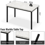 Set da pranzo di metà secolo per 4 persone in marmo bianco/color sabbia – Tavolo e 4 sedie