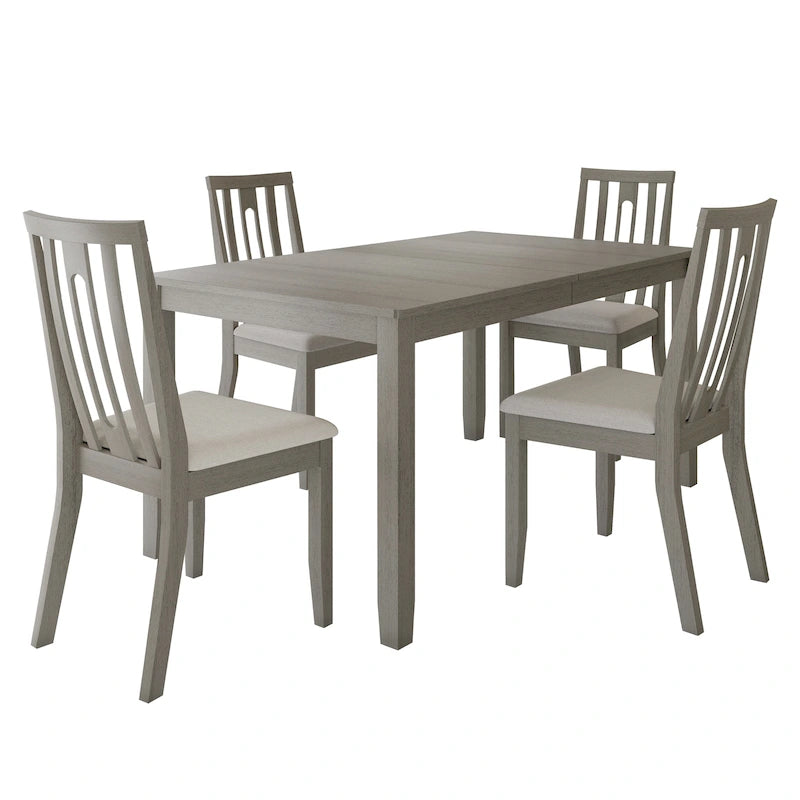 Set da pranzo 5 pezzi, bianco / grigio / marrone / nero, 4 posti a sedere