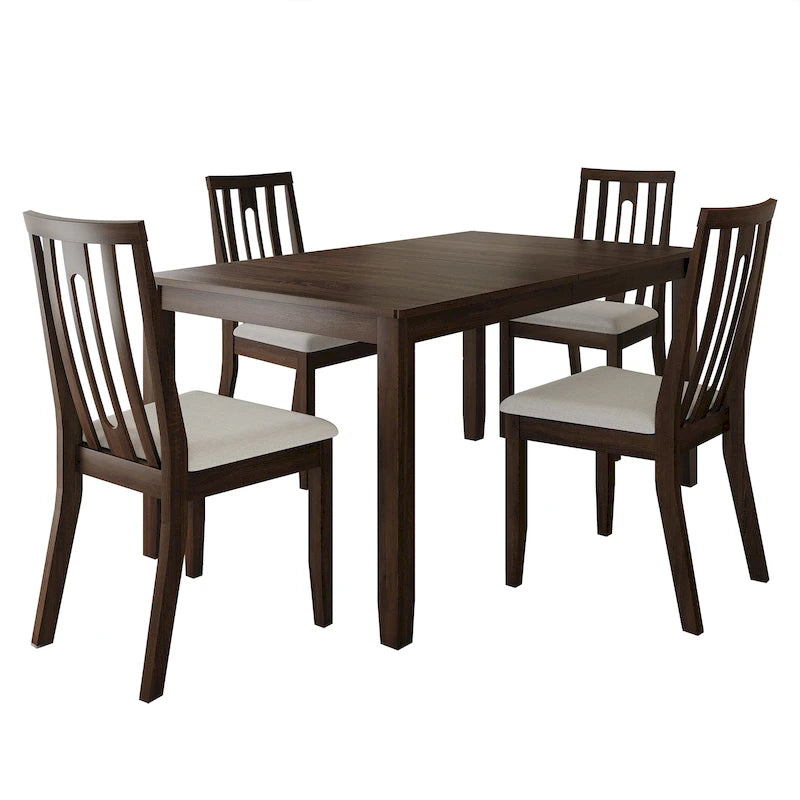 Set da pranzo 5 pezzi, bianco / grigio / marrone / nero, 4 posti a sedere