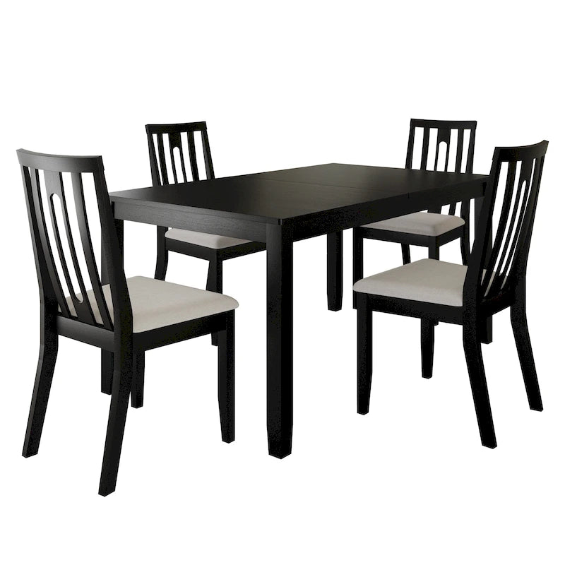Set da pranzo 5 pezzi, bianco / grigio / marrone / nero, 4 posti a sedere
