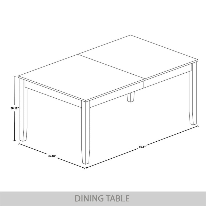 Set da pranzo 5 pezzi, bianco / grigio / marrone / nero, 4 posti a sedere