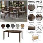 Set da pranzo 5 pezzi, bianco / grigio / marrone / nero, 4 posti a sedere