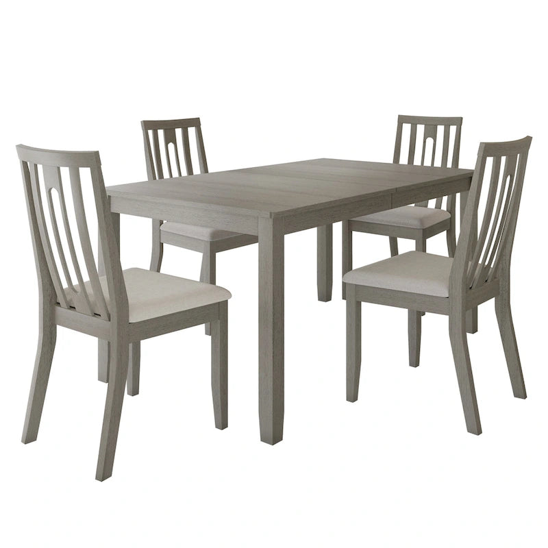 Set da pranzo 5 pezzi, bianco / grigio / marrone / nero, 4 posti a sedere