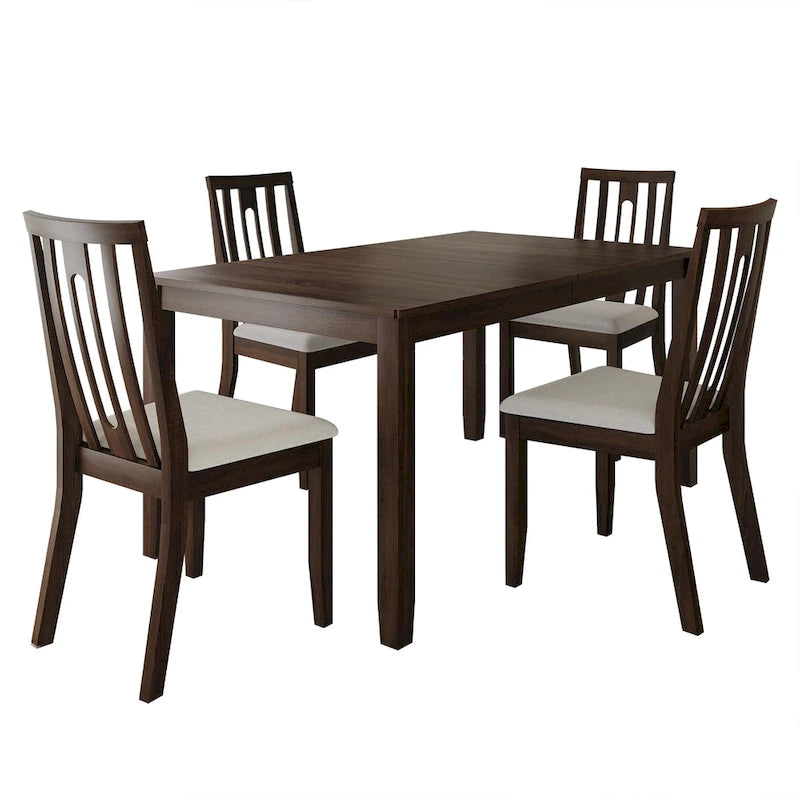 Set da pranzo 5 pezzi, bianco / grigio / marrone / nero, 4 posti a sedere
