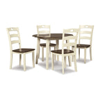 Set tavolo da pranzo con ante a ribalta crema/marrone, sedie con schienale a pioli, 4 posti a sedere