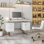Scrivania per Computer Moderna di Lusso ed Elegante Grigia con Contenitore
