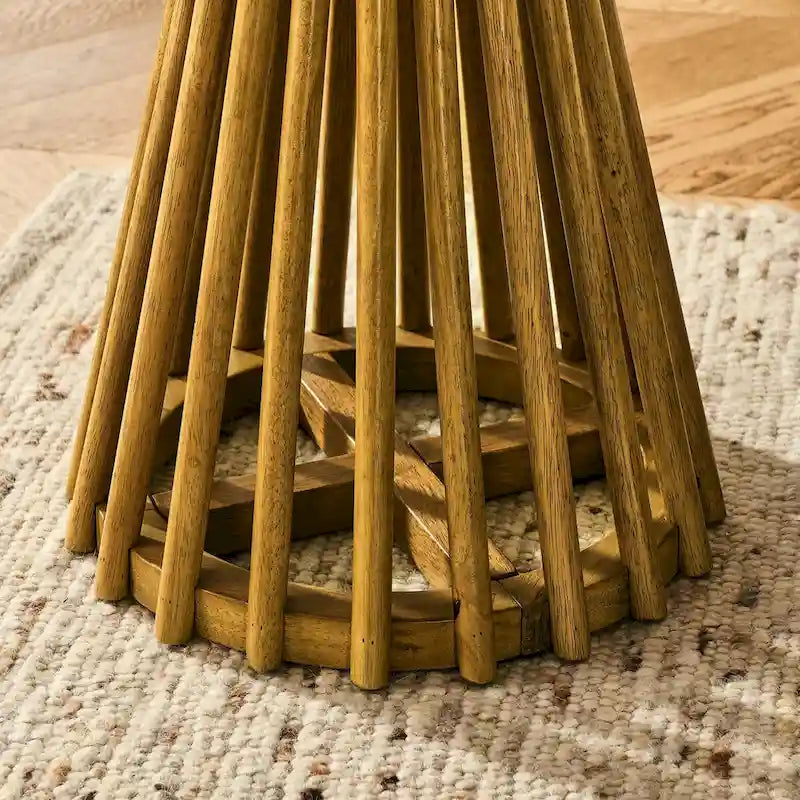 Tavolino da caffè rotondo, nero/naturale, MDF e legno di gomma, 1 persona