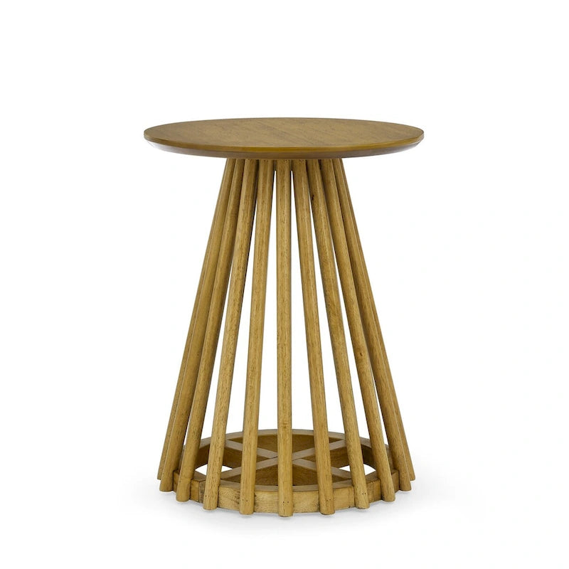 Tavolino da caffè rotondo, nero/naturale, MDF e legno di gomma, 1 persona