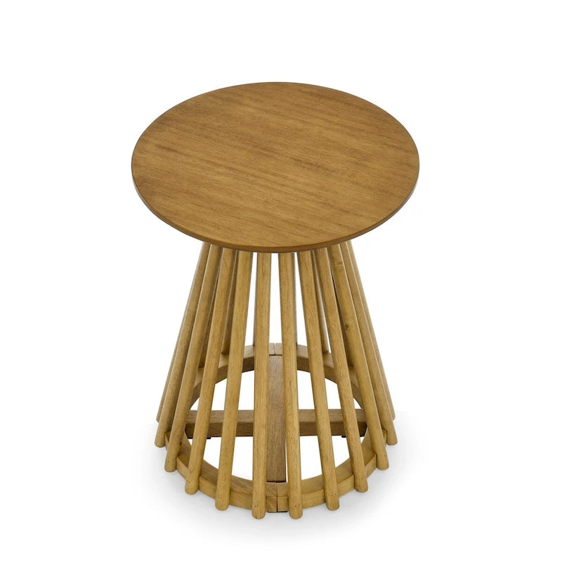 Tavolino da caffè rotondo, nero/naturale, MDF e legno di gomma, 1 persona