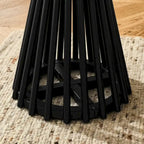 Tavolino da caffè rotondo, nero/naturale, MDF e legno di gomma, 1 persona