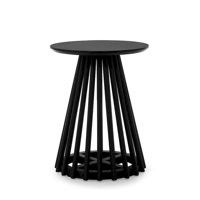 Tavolino da caffè rotondo, nero/naturale, MDF e legno di gomma, 1 persona